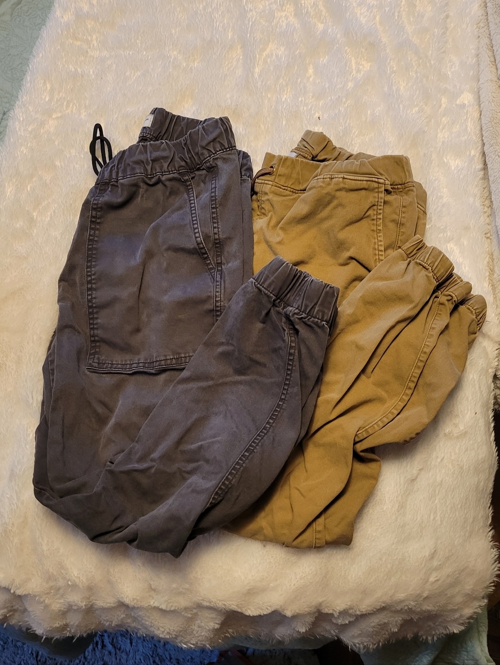 VGC Casual Drawstring Jogger Pants - Gray and Khaki Set Lot Bundle M